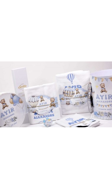 Trusou botez cu ursuleti albastri si baloane de aer cald Teddy Bear Bleu Hot Air Balloons 21
